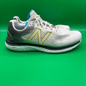 New Balance White and Black Sneakers with Yellow Accents